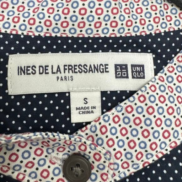 Ines De La Fressange x Uniqlo Button Up Shirt Small Navy Mixed Print Cotton - Picture 3 of 6